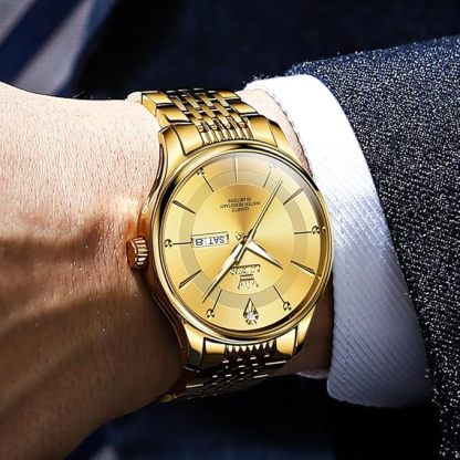 メンズ クオーツ メタルバンド ダイヤモンド メタルバンド 日付 シンプル おしゃれ 軽い 男性時計 夜光 防水 watch for men 学生 ゴールド