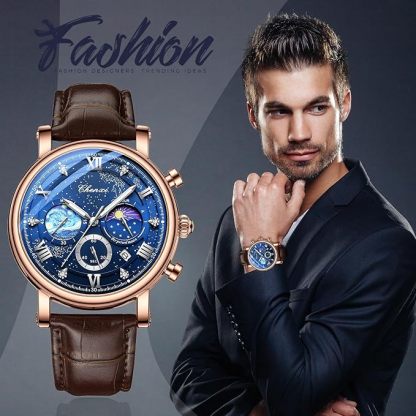 腕時計 メンズ 本革ベルト ファンゴッホ 星空: アナログ カレンダー レザーベルト 防水 クオーツウォッチ 茶色 ファッションウォッチ - 父の日 誕生日 クリスマス バレンタインデー 彼氏プレゼント