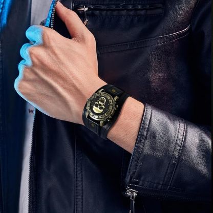 メンズ 腕時計 髑髏 アンティーク ブレスレット: ロックパンク スカル ドクロ 革ベルト レザーベルト 防水 アナログ クオーツウォッチ ゴシックアクセサリー - 誕生日 クリスマス バレンタインデー ハロウィン プレゼント