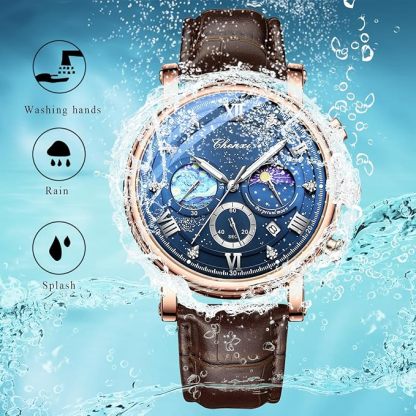 腕時計 メンズ 本革ベルト ファンゴッホ 星空: アナログ カレンダー レザーベルト 防水 クオーツウォッチ 茶色 ファッションウォッチ - 父の日 誕生日 クリスマス バレンタインデー 彼氏プレゼント