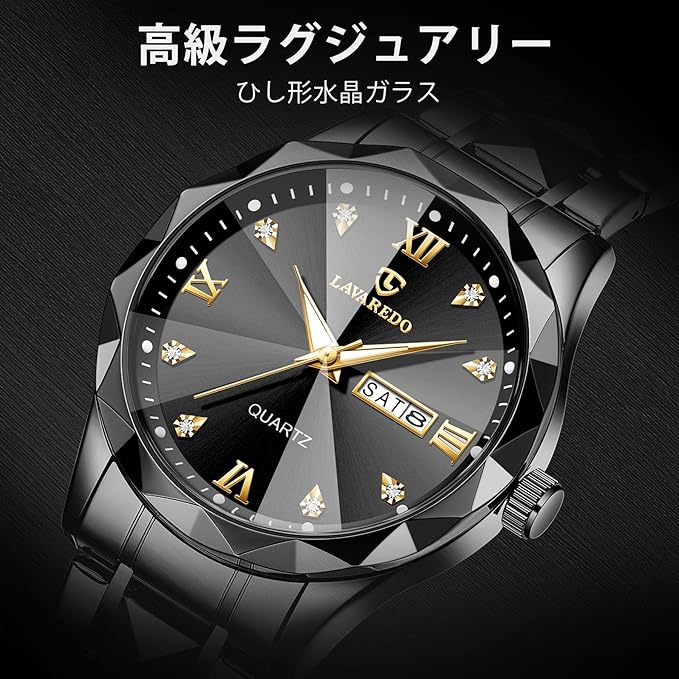 メンズ腕時計 ファッション カジュアル ビジネス 多機能 クロノグラフ ステンレス 防水 日付表示 シルバーブル- ブラック アナログクォーツ時計