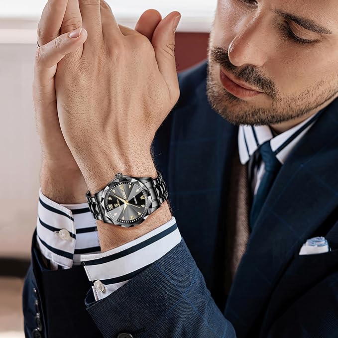 メンズ腕時計 ファッション カジュアル ビジネス 多機能 クロノグラフ ステンレス 防水 日付表示 シルバーブル- ブラック アナログクォーツ時計