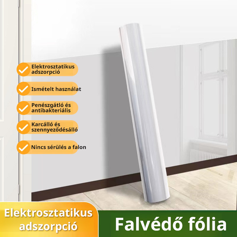 Elektrosztatikus tapadású, vízálló és nedvességálló falvédő fólia