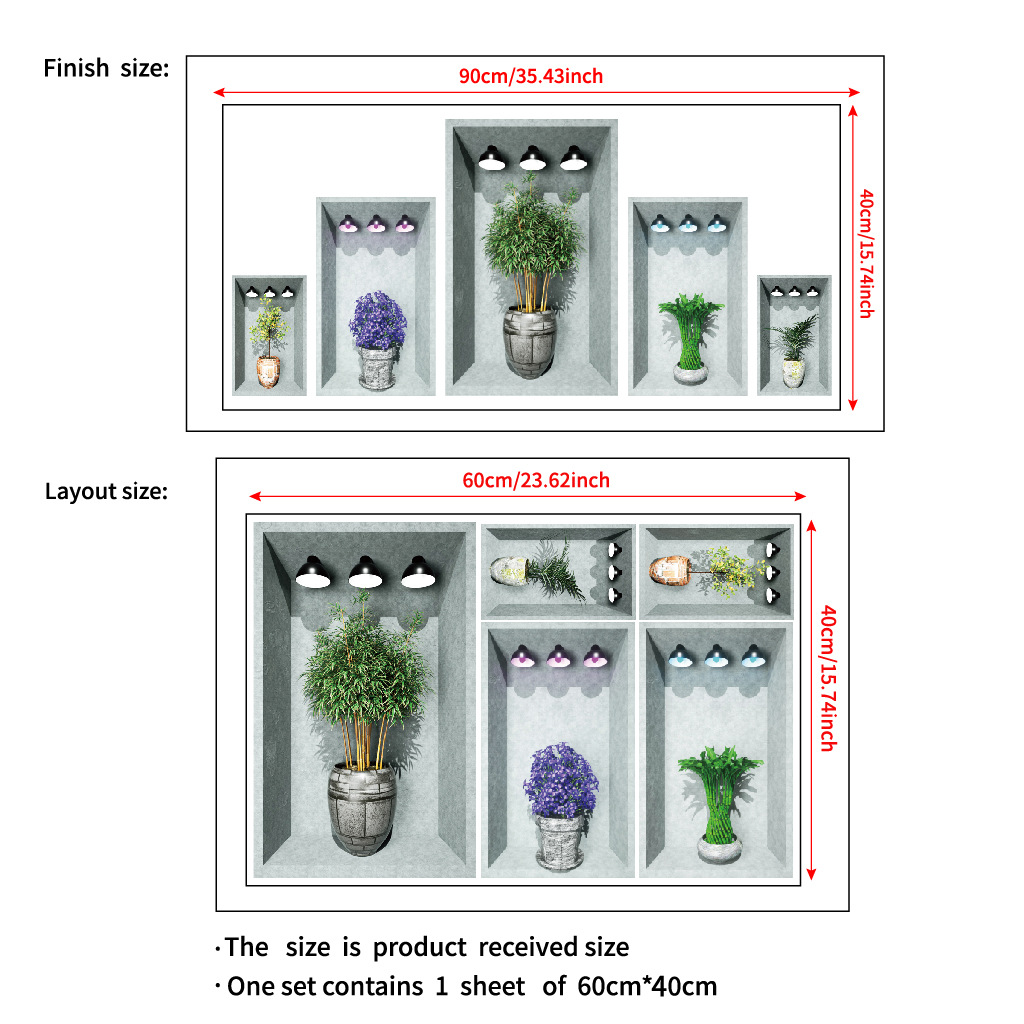 3D self-adhesive plant decoration painting