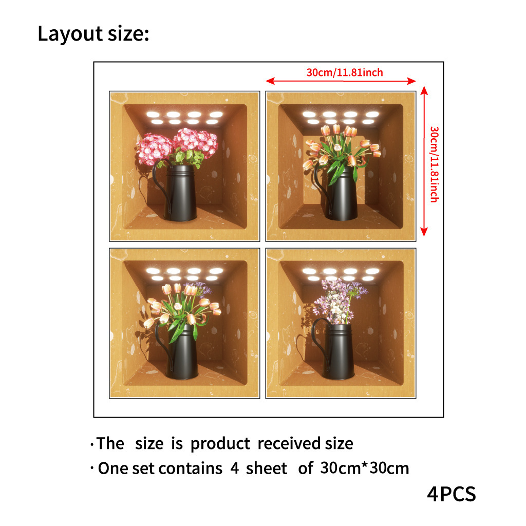 3D self-adhesive plant decoration painting