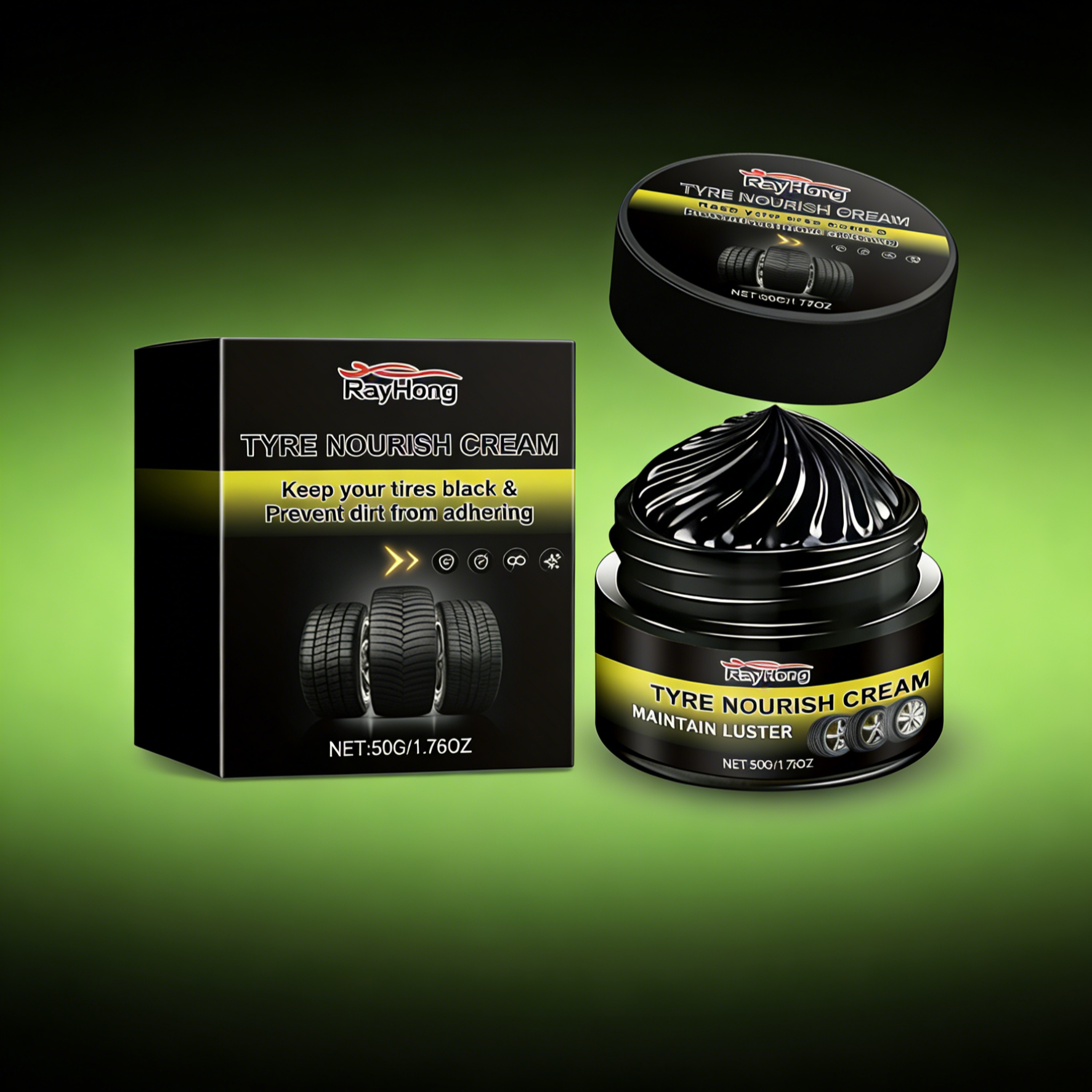 Premium Tyre Shinning Wax | Long-Lasting Deep Black Gloss & Waterproof Coating | UV Protection to Prevent Tyre Cracking & Aging