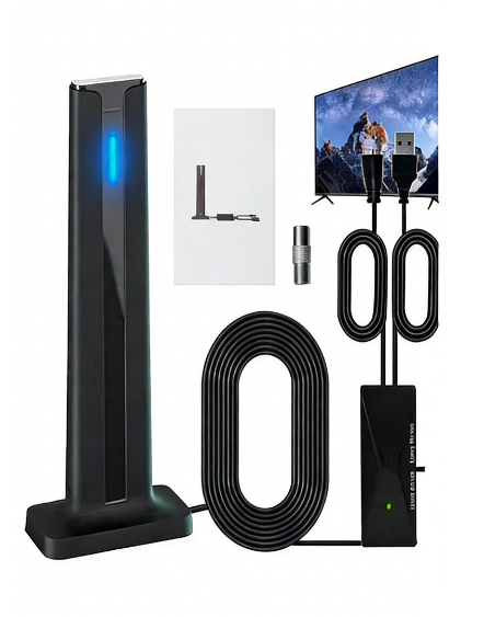 HD 4K Digital TV Antenna (DVB-T2) – 300KM+ Long Range with Signal Booster – Free Local Channels for Smart TV & Old TV