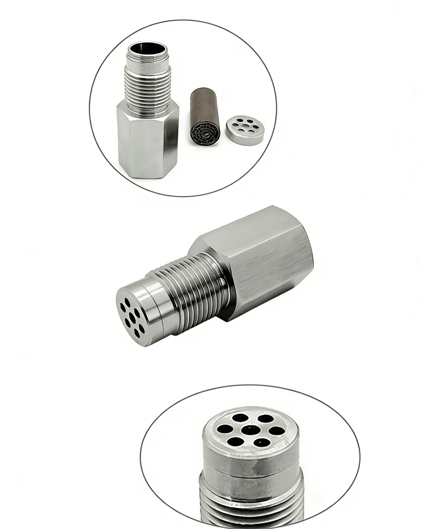 Universal Stainless Steel O2 Sensor Spacer with Mini Catalytic Converter | Fix Check Engine Light CEL Fix | Heavy Duty Oxygen Sensor Extension