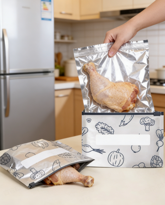 Aluminum Foil Fresh-Keeping Bag: Reusable Ziplock Food Storage for Kitchen & Freezer (Moisture-Proof)