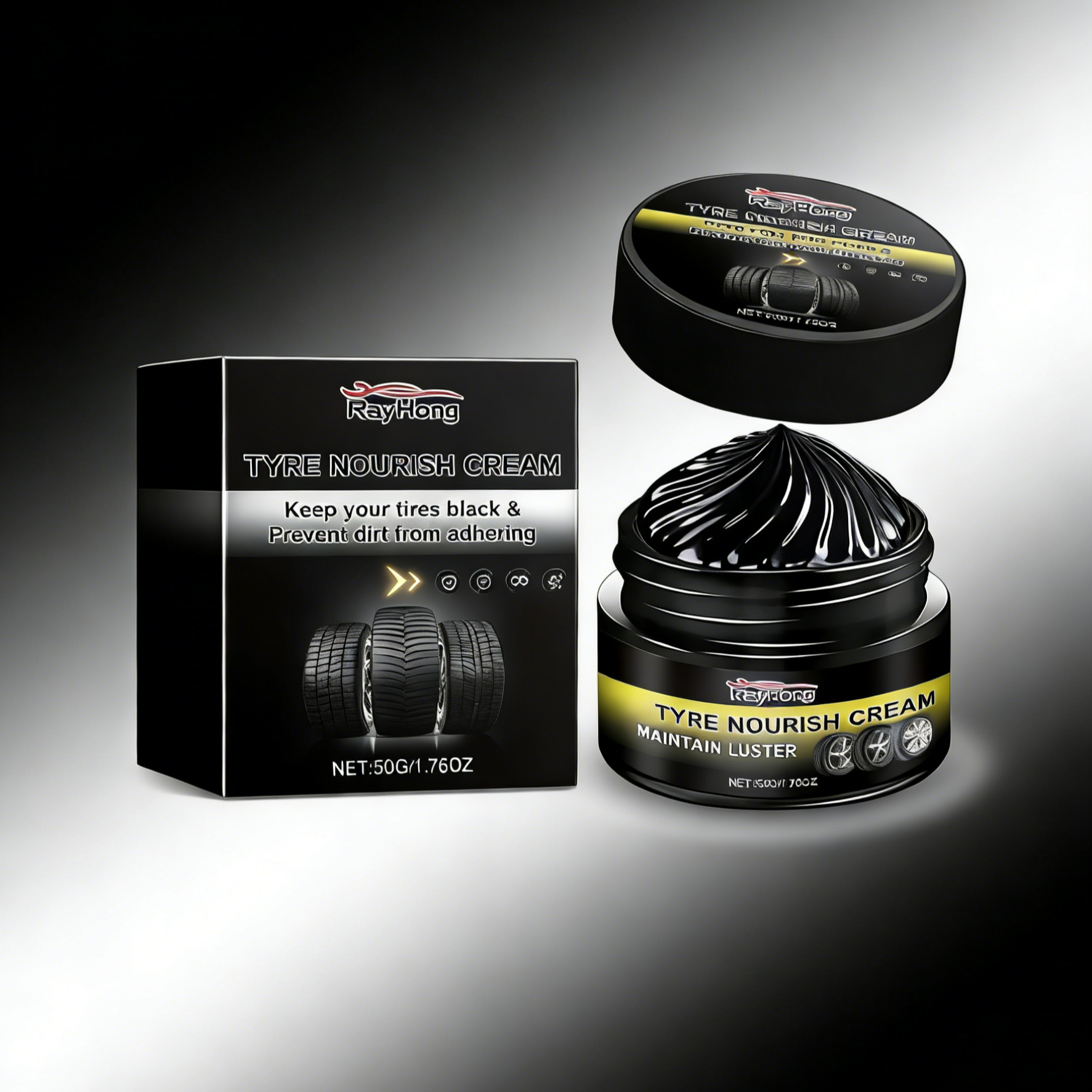 Premium Tyre Shinning Wax | Long-Lasting Deep Black Gloss & Waterproof Coating | UV Protection to Prevent Tyre Cracking & Aging