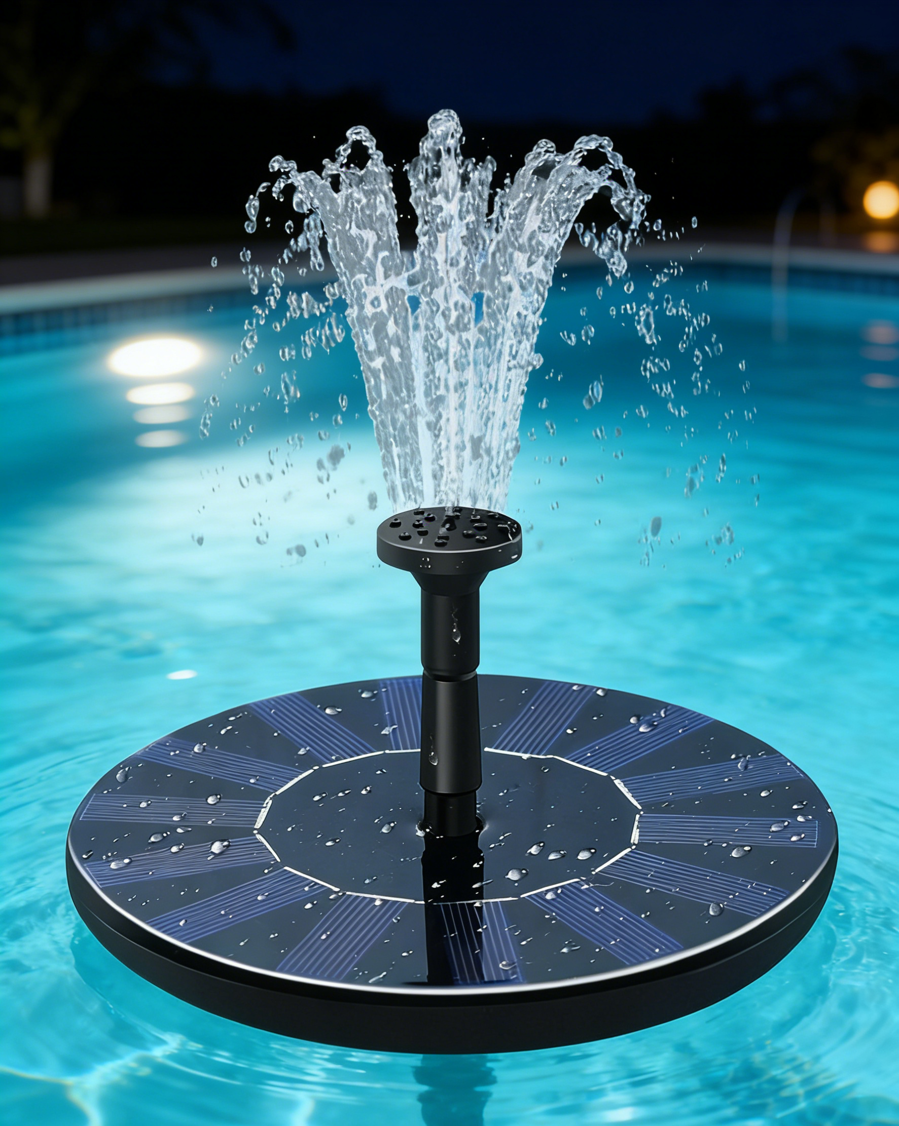 Solar floating fountain, no need for external power supply, convenient installation and simple opera