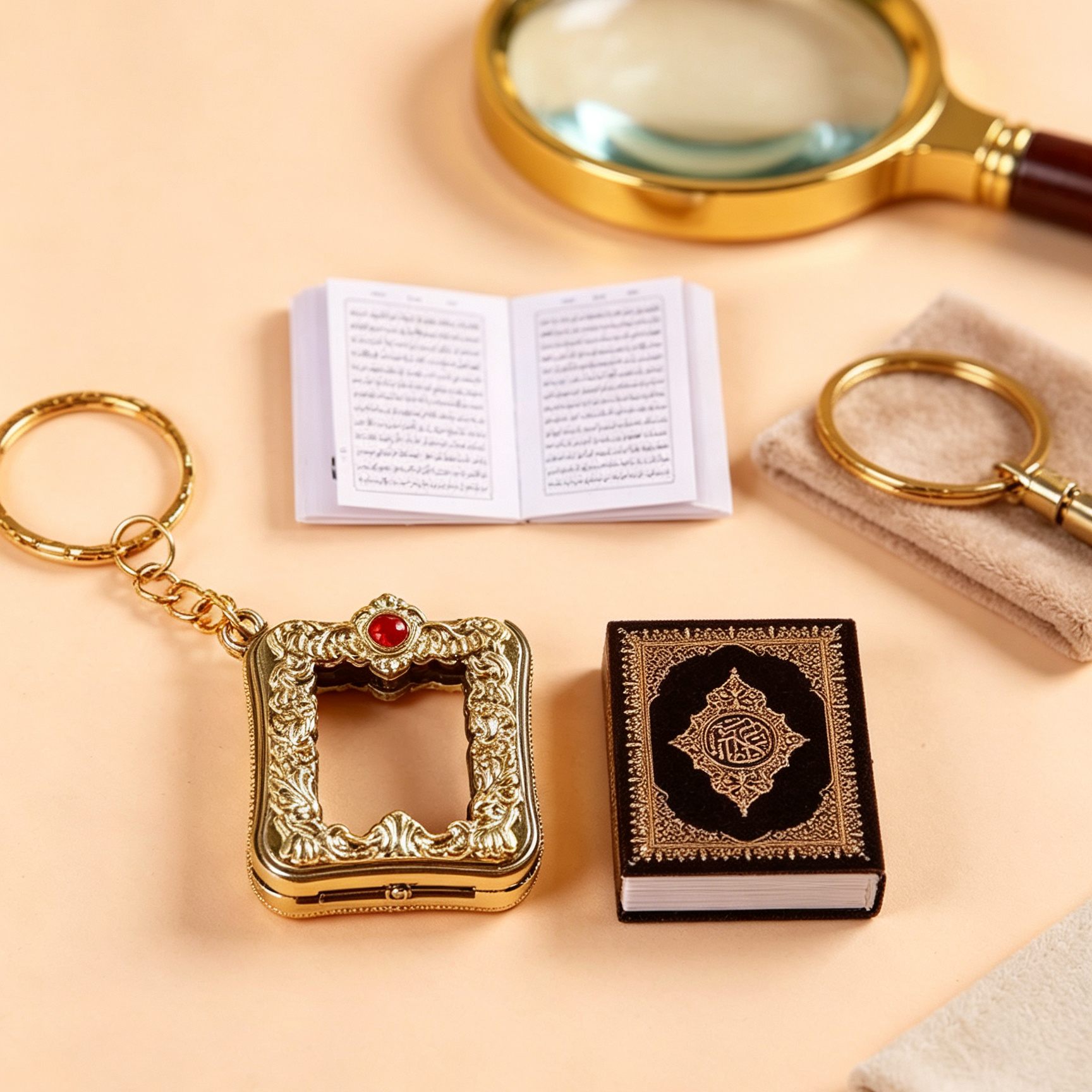Loket dan Rantai Kunci Al-Quran Mini 1:12 Terperinci untuk Keberkatan Harian