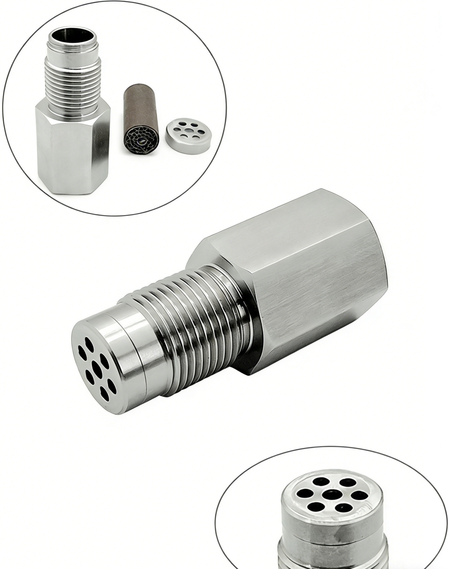 Universal Stainless Steel O2 Sensor Spacer with Mini Catalytic Converter | Fix Check Engine Light CEL Fix | Heavy Duty Oxygen Sensor Extension