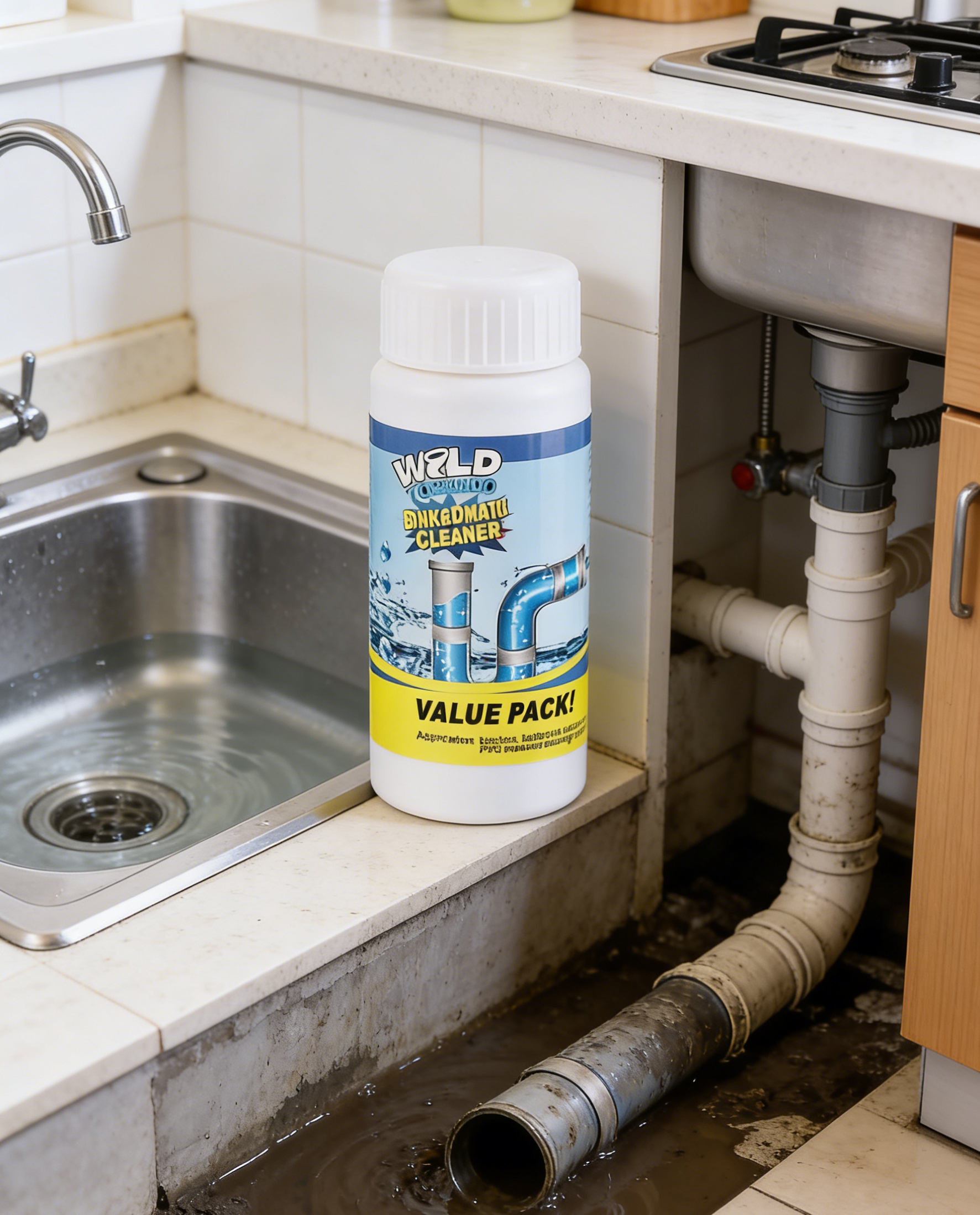 Wild Tornado Powerful Drain Cleaner | Rapid Foam Clog Remover for Kitchen, Bathroom & Toilet | Dissolves Hair, Grease & Food Residue | Pipe-Safe Formula & Odour Eliminator
