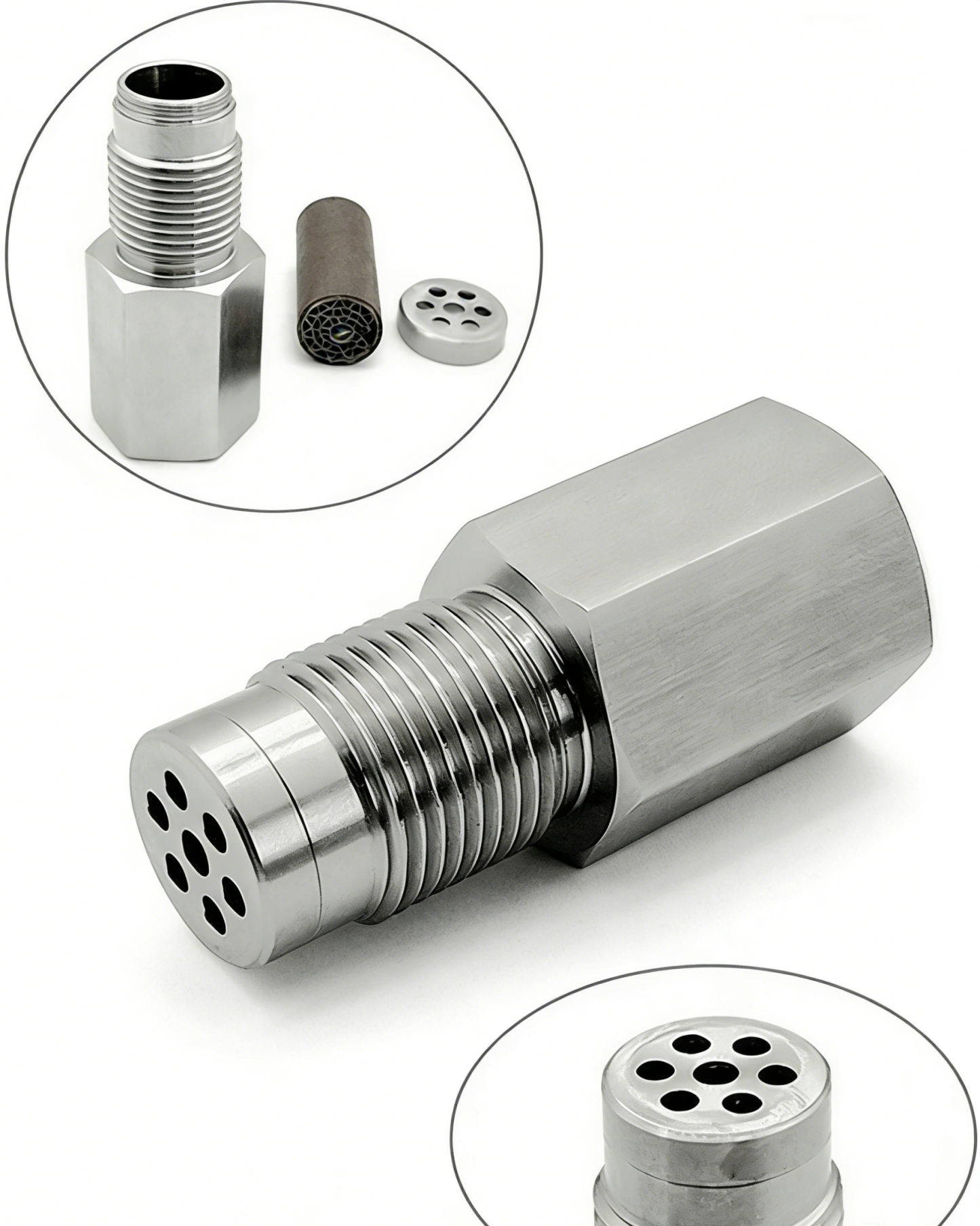 Universal Stainless Steel O2 Sensor Spacer with Mini Catalytic Converter | Fix Check Engine Light CEL Fix | Heavy Duty Oxygen Sensor Extension