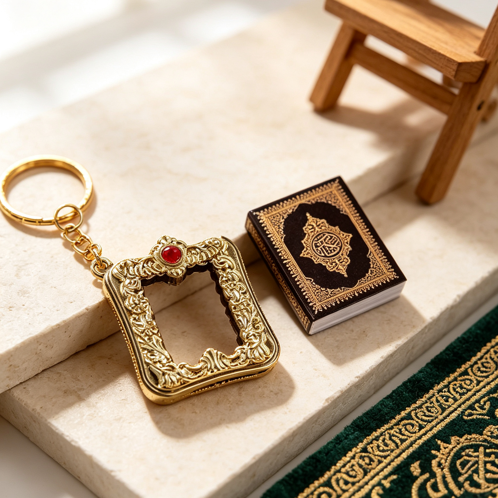 Loket dan Rantai Kunci Al-Quran Mini 1:12 Terperinci untuk Keberkatan Harian