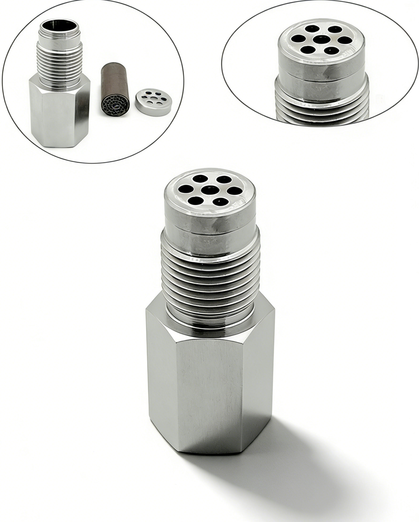 Universal Stainless Steel O2 Sensor Spacer with Mini Catalytic Converter | Fix Check Engine Light CEL Fix | Heavy Duty Oxygen Sensor Extension