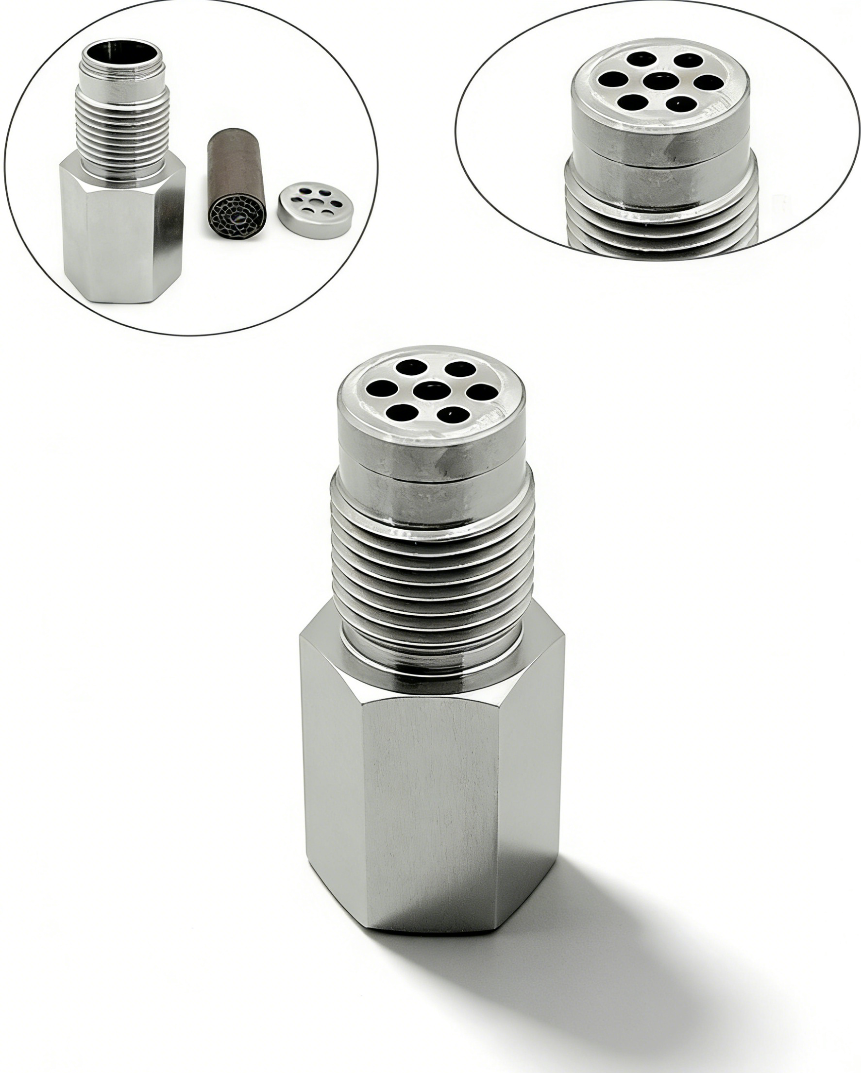 Universal Stainless Steel O2 Sensor Spacer with Mini Catalytic Converter | Fix Check Engine Light CEL Fix | Heavy Duty Oxygen Sensor Extension