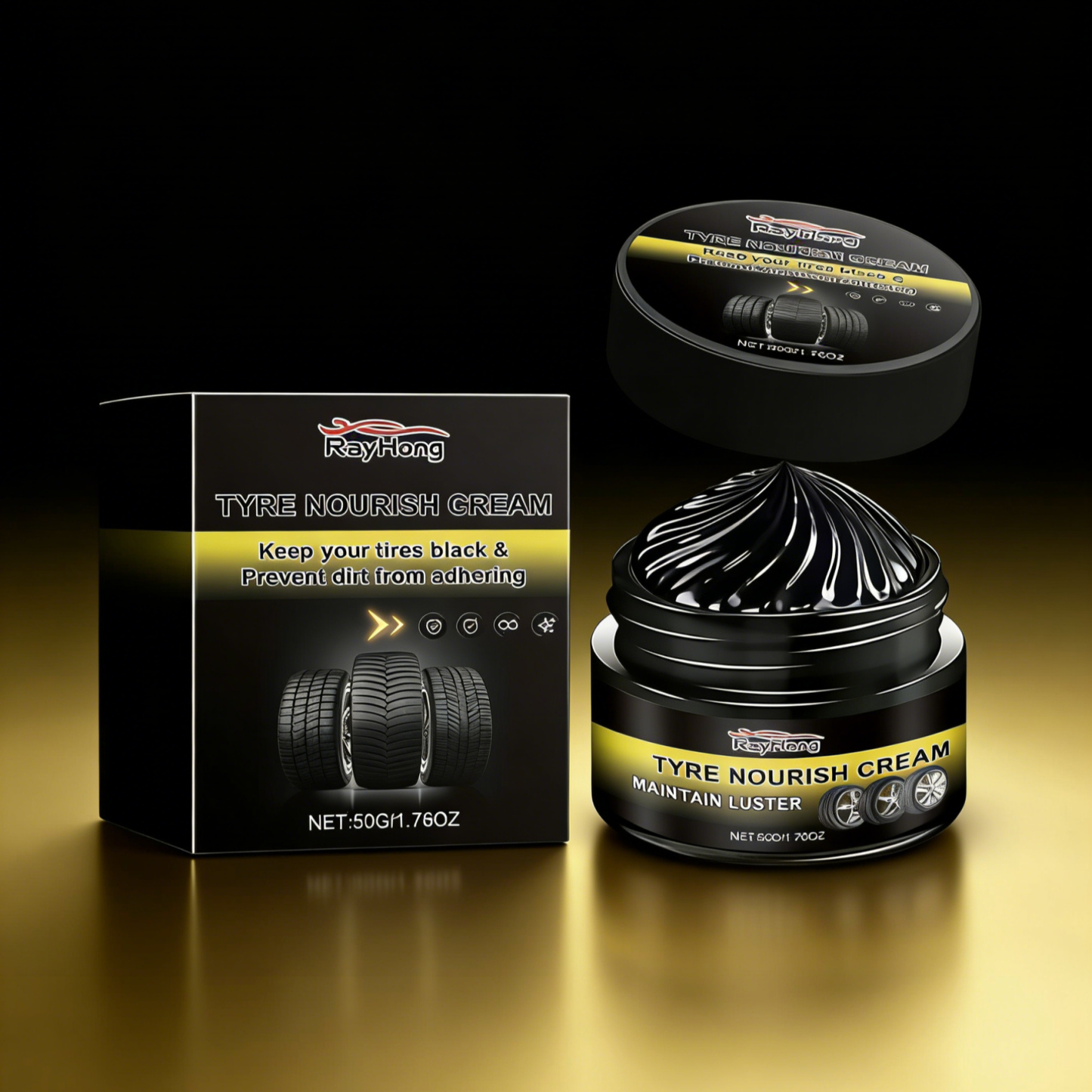 Premium Tyre Shinning Wax | Long-Lasting Deep Black Gloss & Waterproof Coating | UV Protection to Prevent Tyre Cracking & Aging
