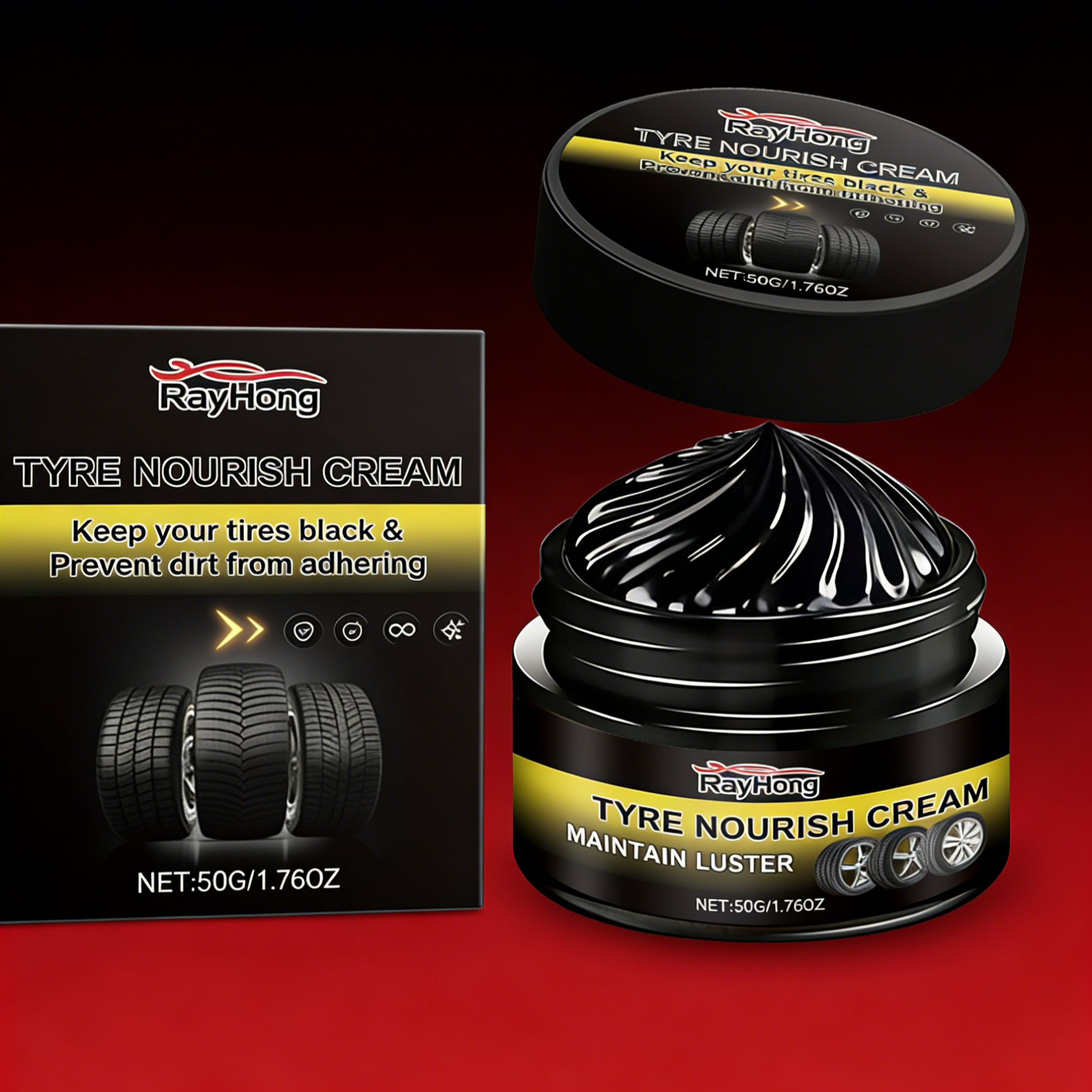 Premium Tyre Shinning Wax | Long-Lasting Deep Black Gloss & Waterproof Coating | UV Protection to Prevent Tyre Cracking & Aging