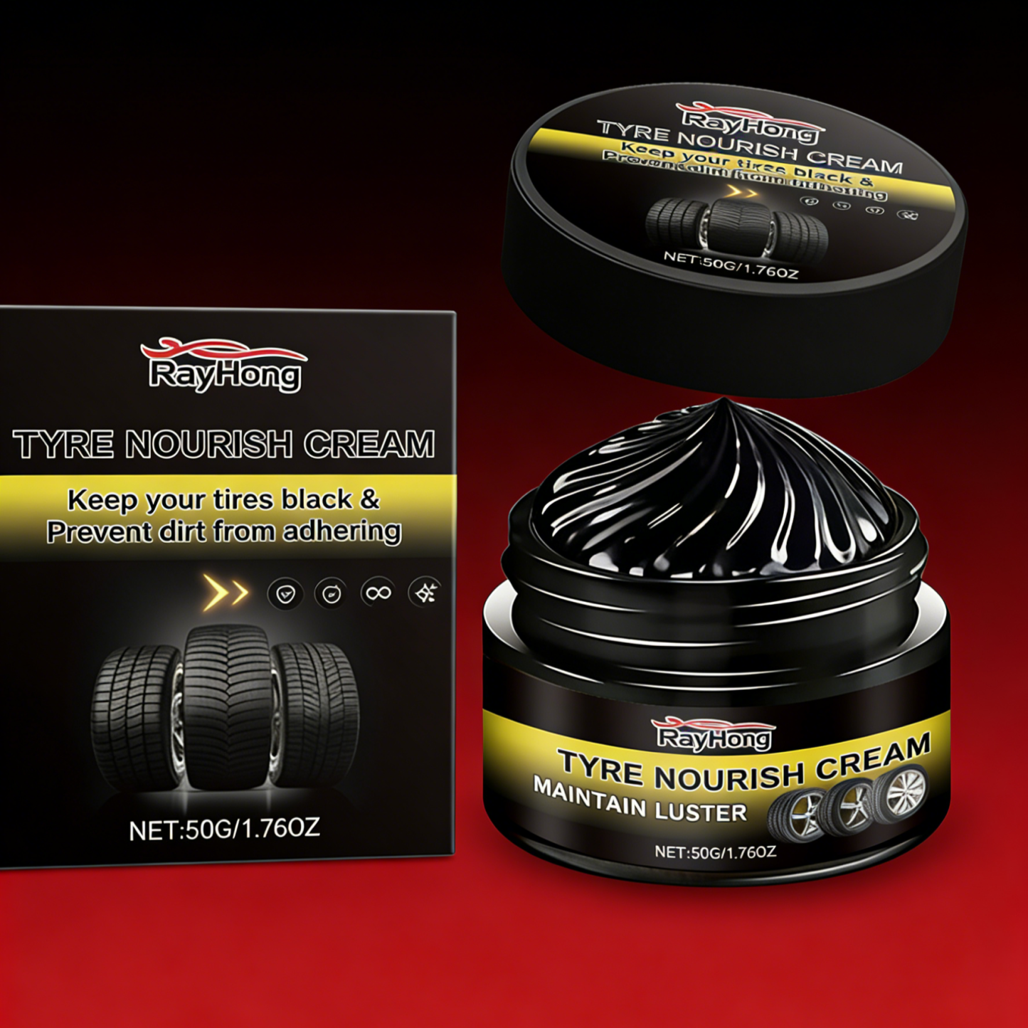 Premium Tyre Shinning Wax | Long-Lasting Deep Black Gloss & Waterproof Coating | UV Protection to Prevent Tyre Cracking & Aging
