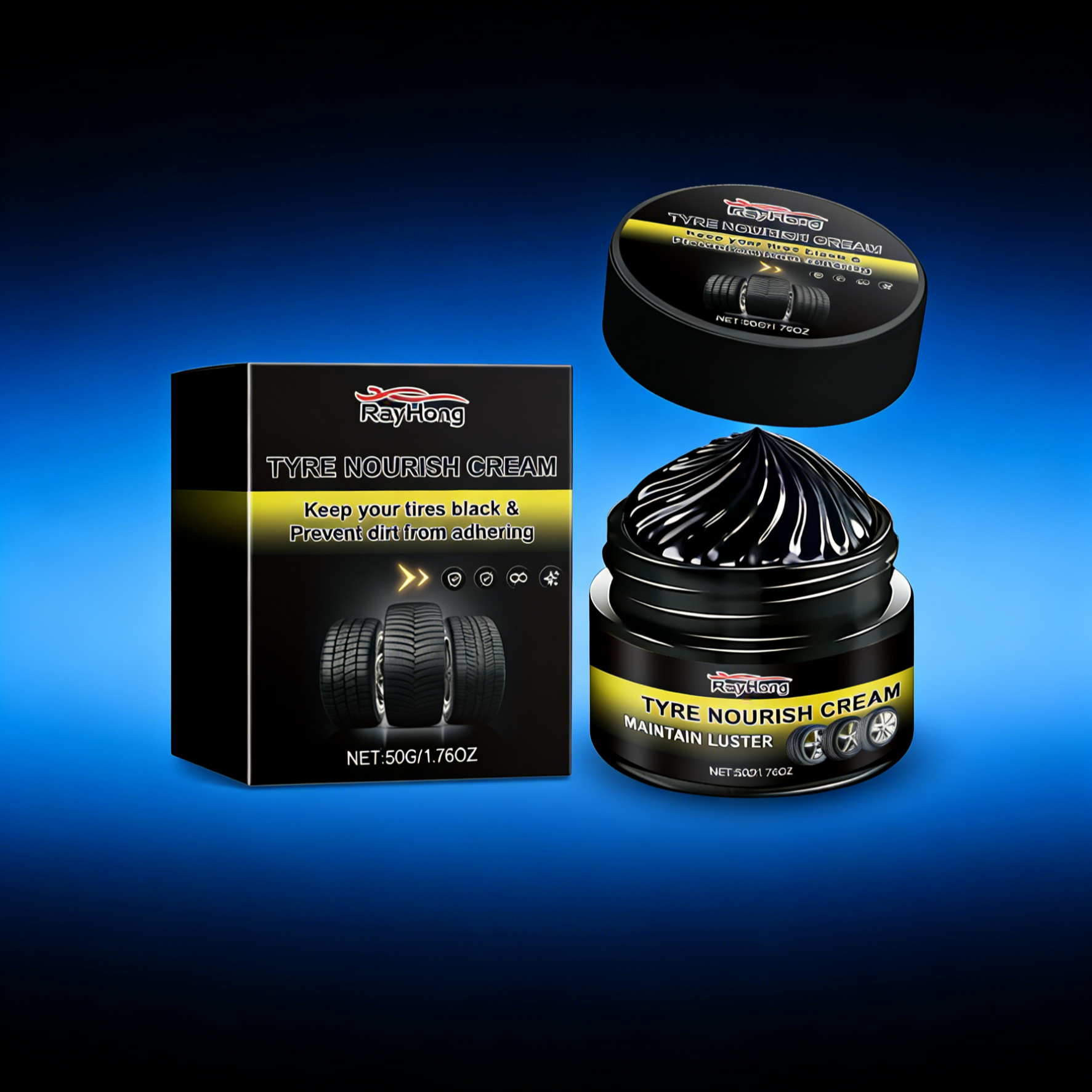 Premium Tyre Shinning Wax | Long-Lasting Deep Black Gloss & Waterproof Coating | UV Protection to Prevent Tyre Cracking & Aging