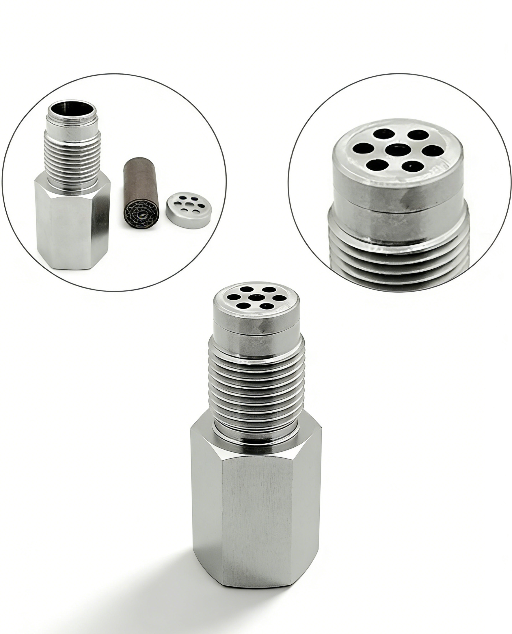 Universal Stainless Steel O2 Sensor Spacer with Mini Catalytic Converter | Fix Check Engine Light CEL Fix | Heavy Duty Oxygen Sensor Extension