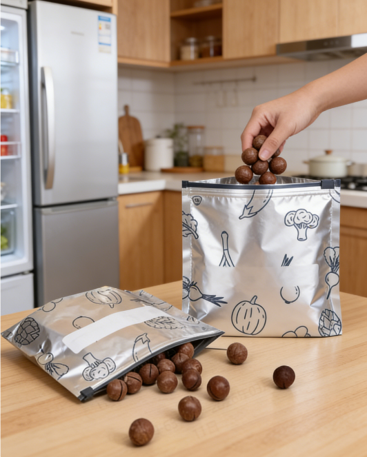Aluminum Foil Fresh-Keeping Bag: Reusable Ziplock Food Storage for Kitchen & Freezer (Moisture-Proof)