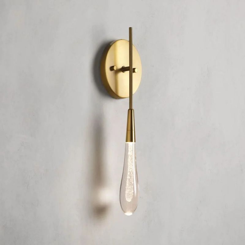 Raindrop Glass Round Solitaire Wall Sconce - LightingSide