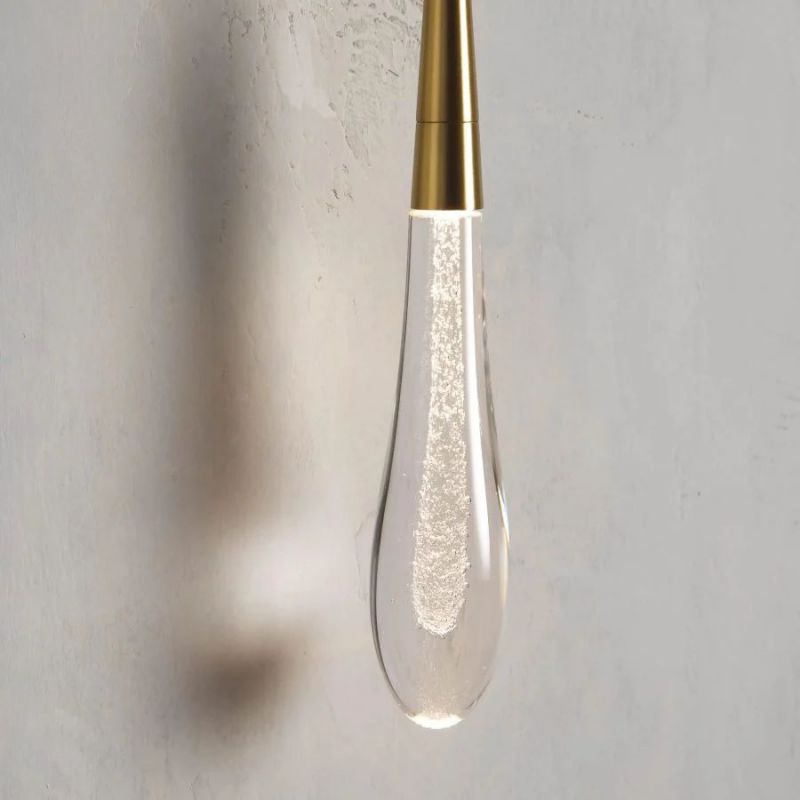 Raindrop Glass Round Solitaire Wall Sconce - LightingSide