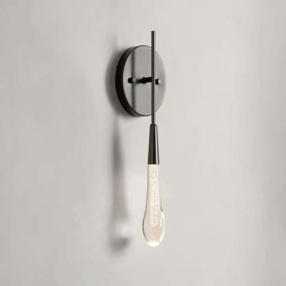 Raindrop Glass Round Solitaire Wall Sconce - LightingSide