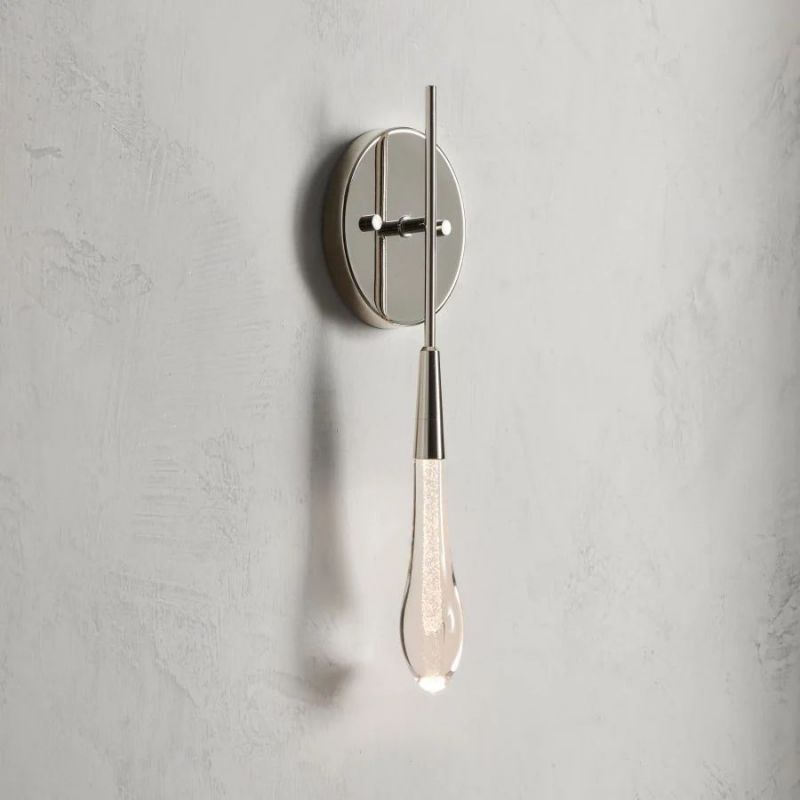 Raindrop Glass Round Solitaire Wall Sconce - LightingSide