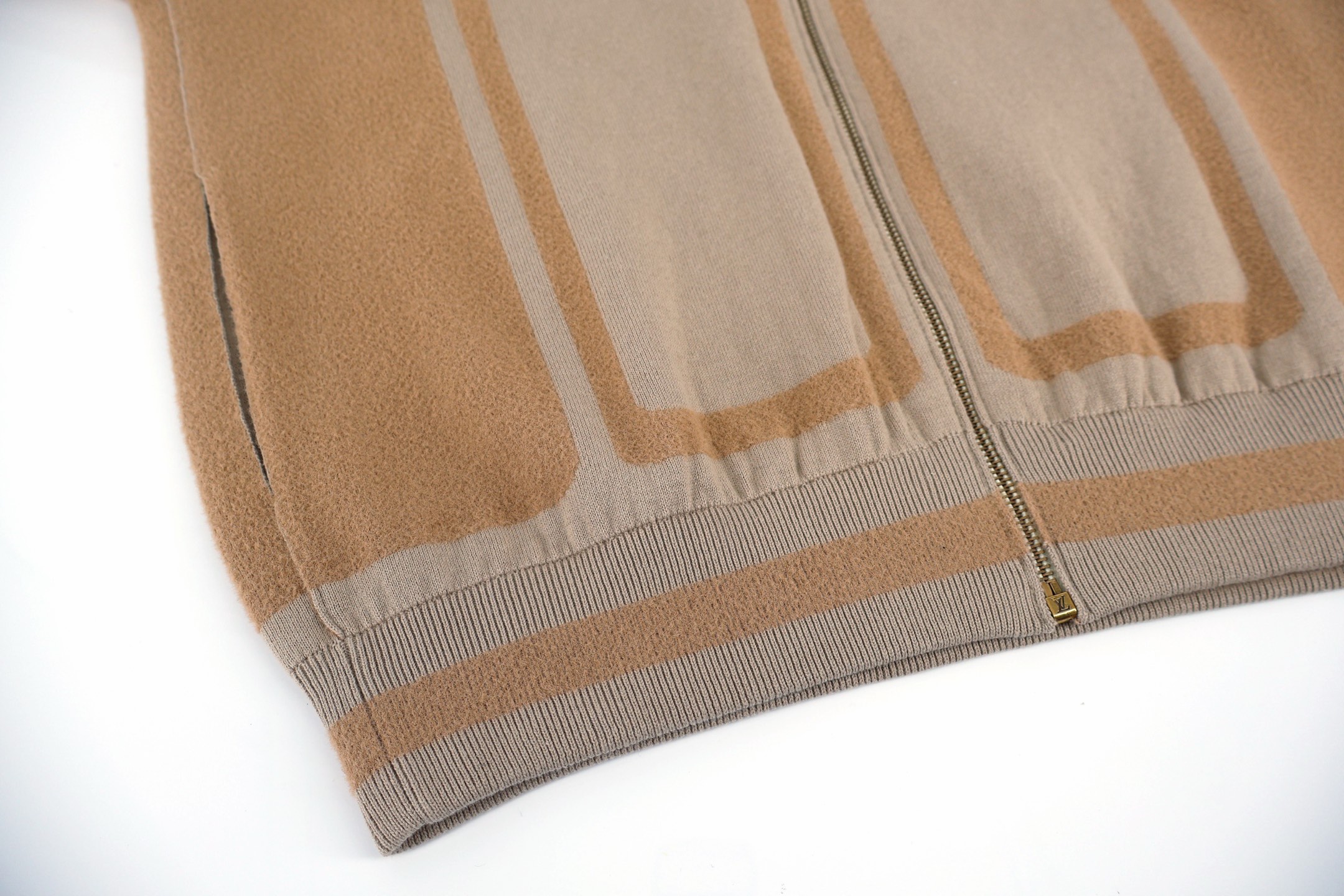 雙色嵌花針織拉鍊外套