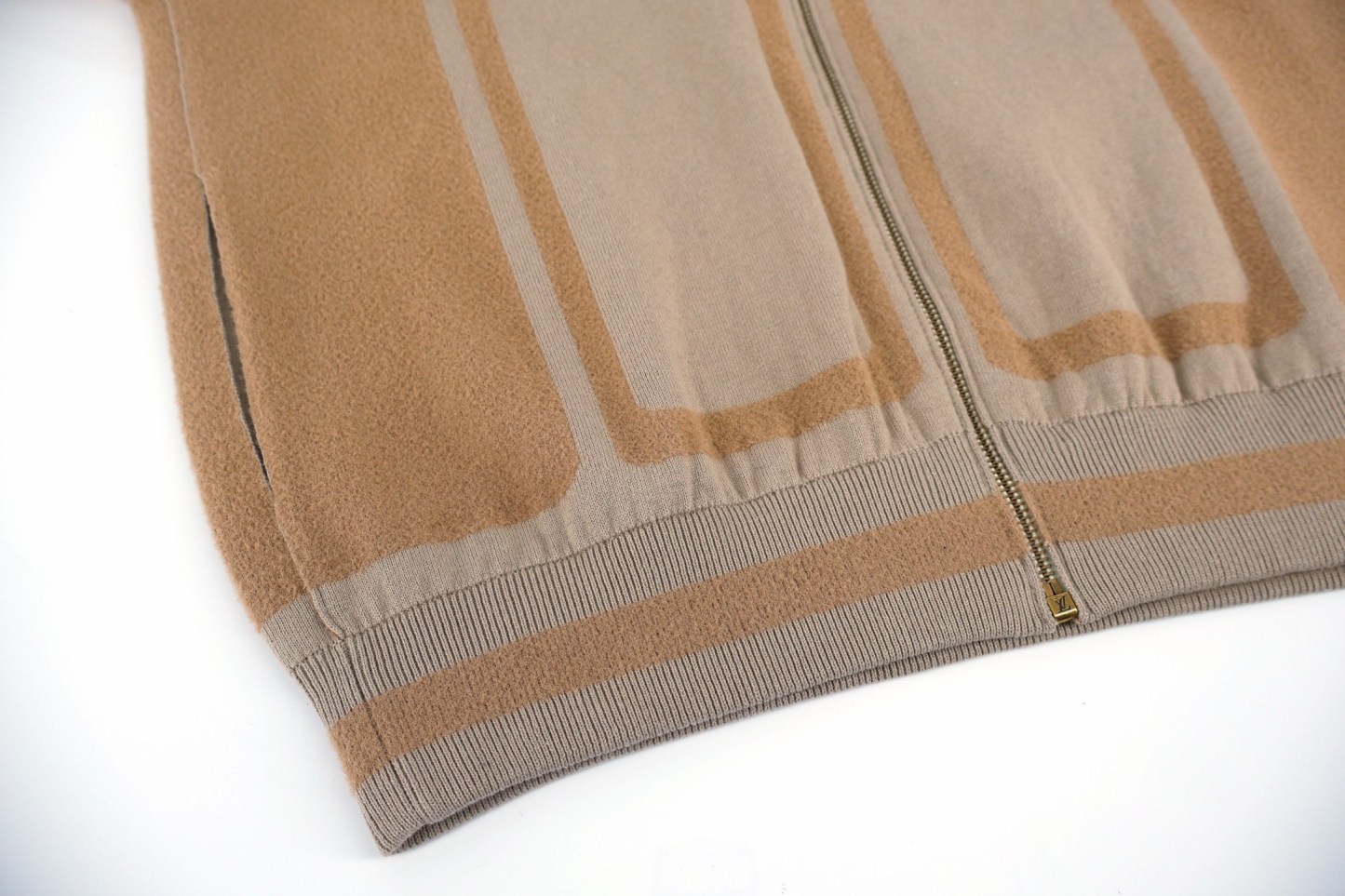 雙色嵌花針織拉鍊外套