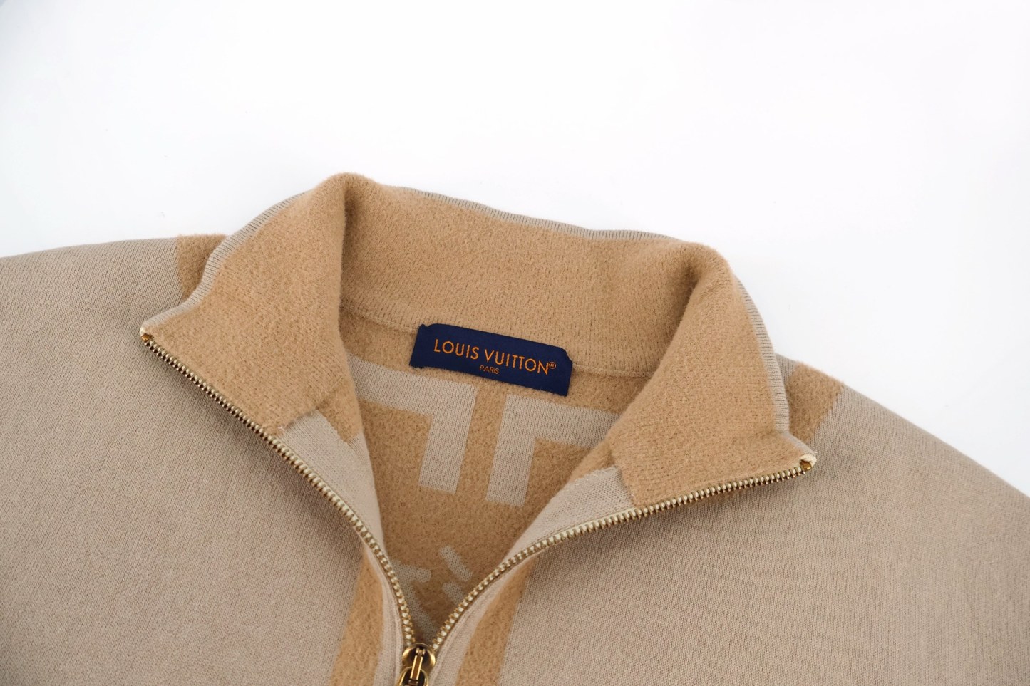 雙色嵌花針織拉鍊外套