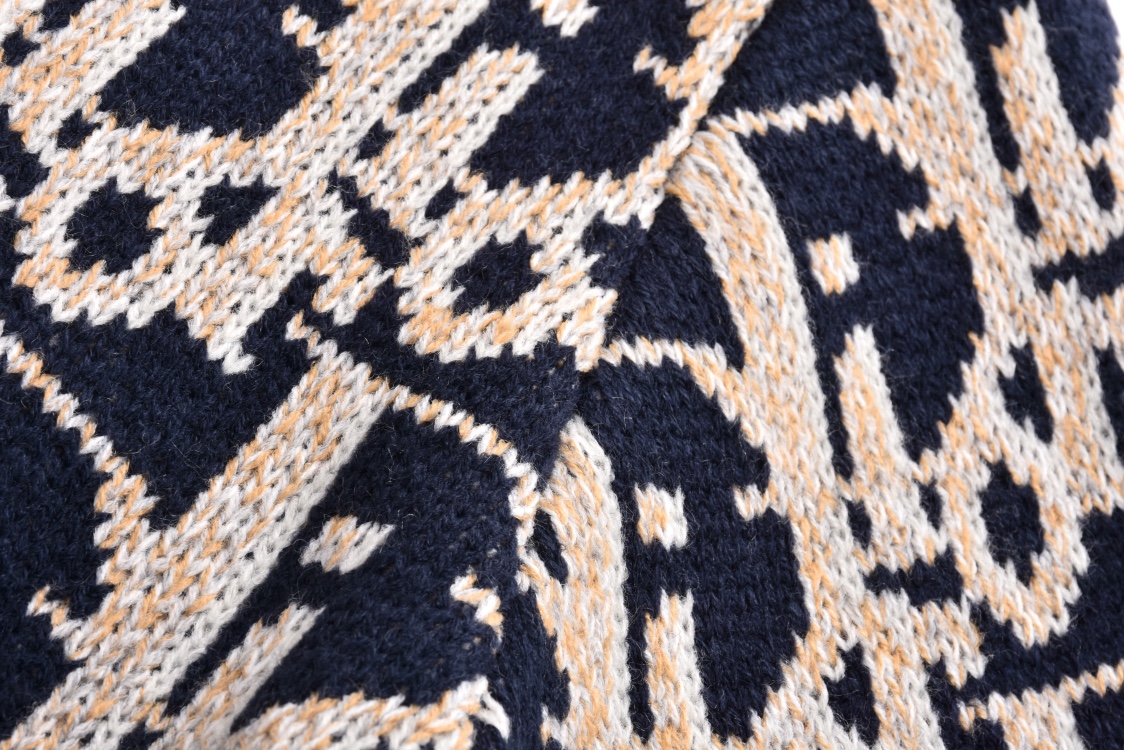 滿印提花圓領毛衣（海軍藍）