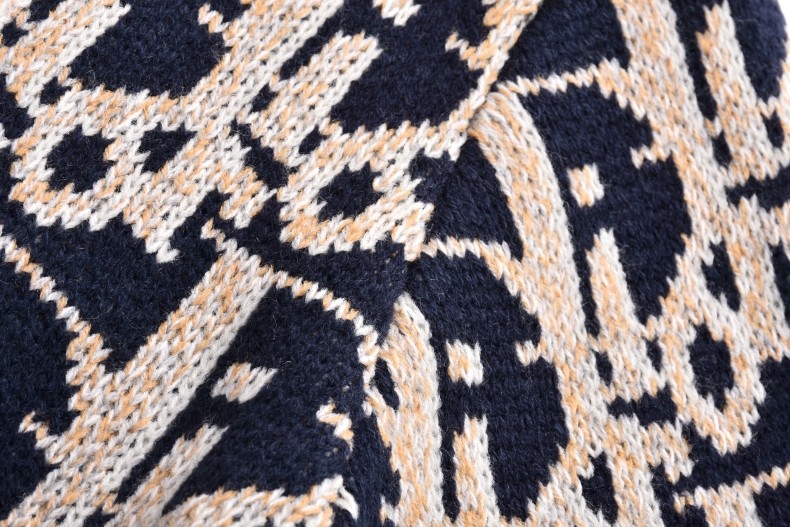 滿印提花圓領毛衣（海軍藍）