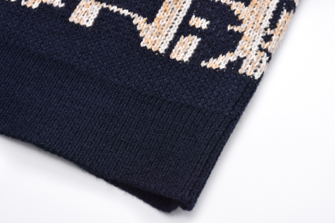 滿印提花圓領毛衣（海軍藍）