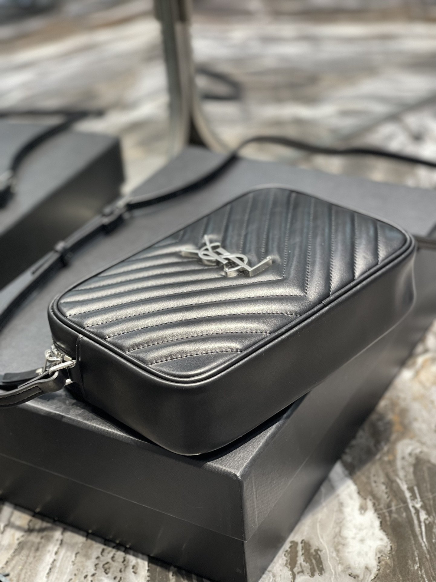 Y Lou Camera Bag Black With Silver Toned Hardware