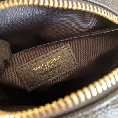 Y Circle Quilted Textured-leather Bag Black