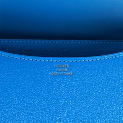 H Constance 18 Bleu Hydra Chevre Gold Hardware