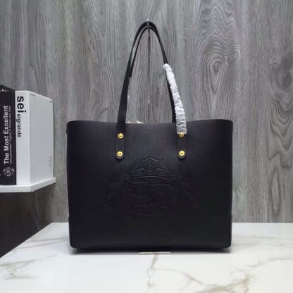 bb Small Embossed Crest Tote Black 