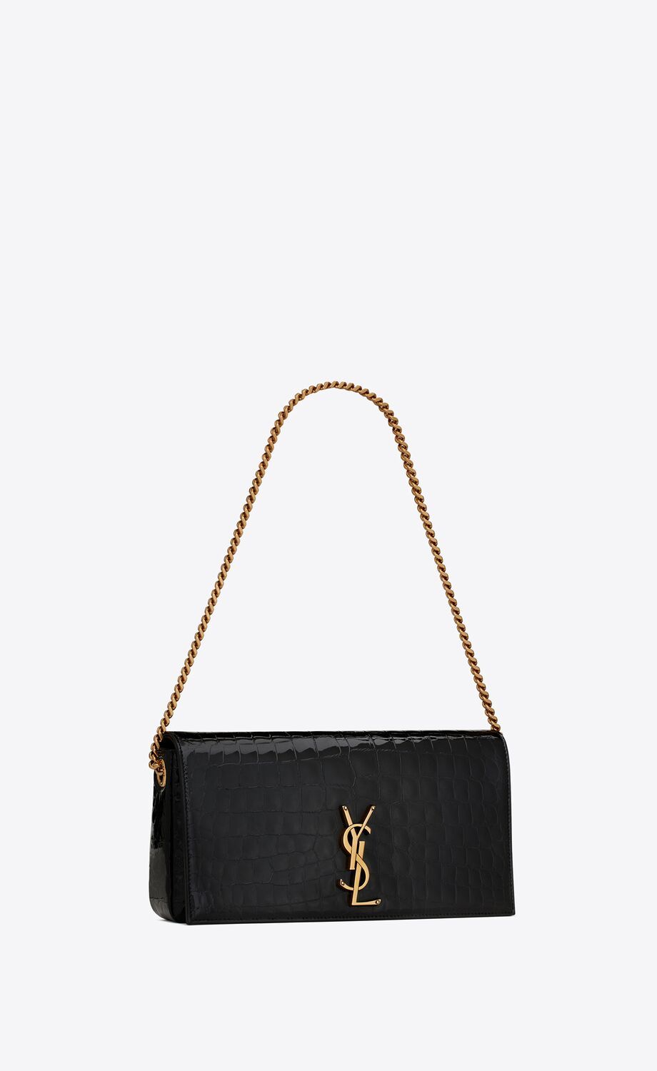 Y Kate Supple 99 Chain Bag in Crocodile-embossed Shiny Leather