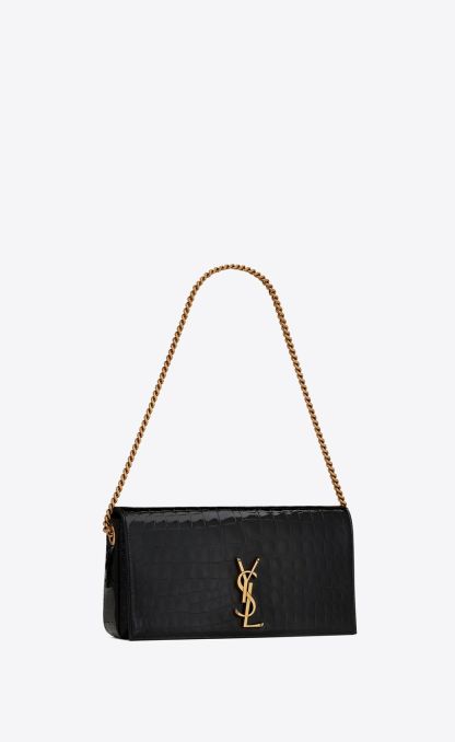 Y Kate Supple 99 Chain Bag in Crocodile-embossed Shiny Leather