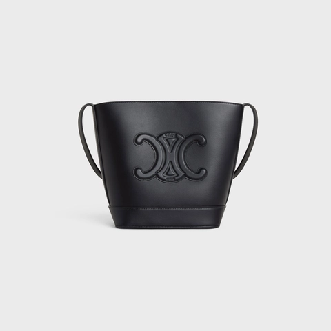 SMALL BUCKET CUIR TRIOMPHE IN SMOOTH CALFSKIN BLACK