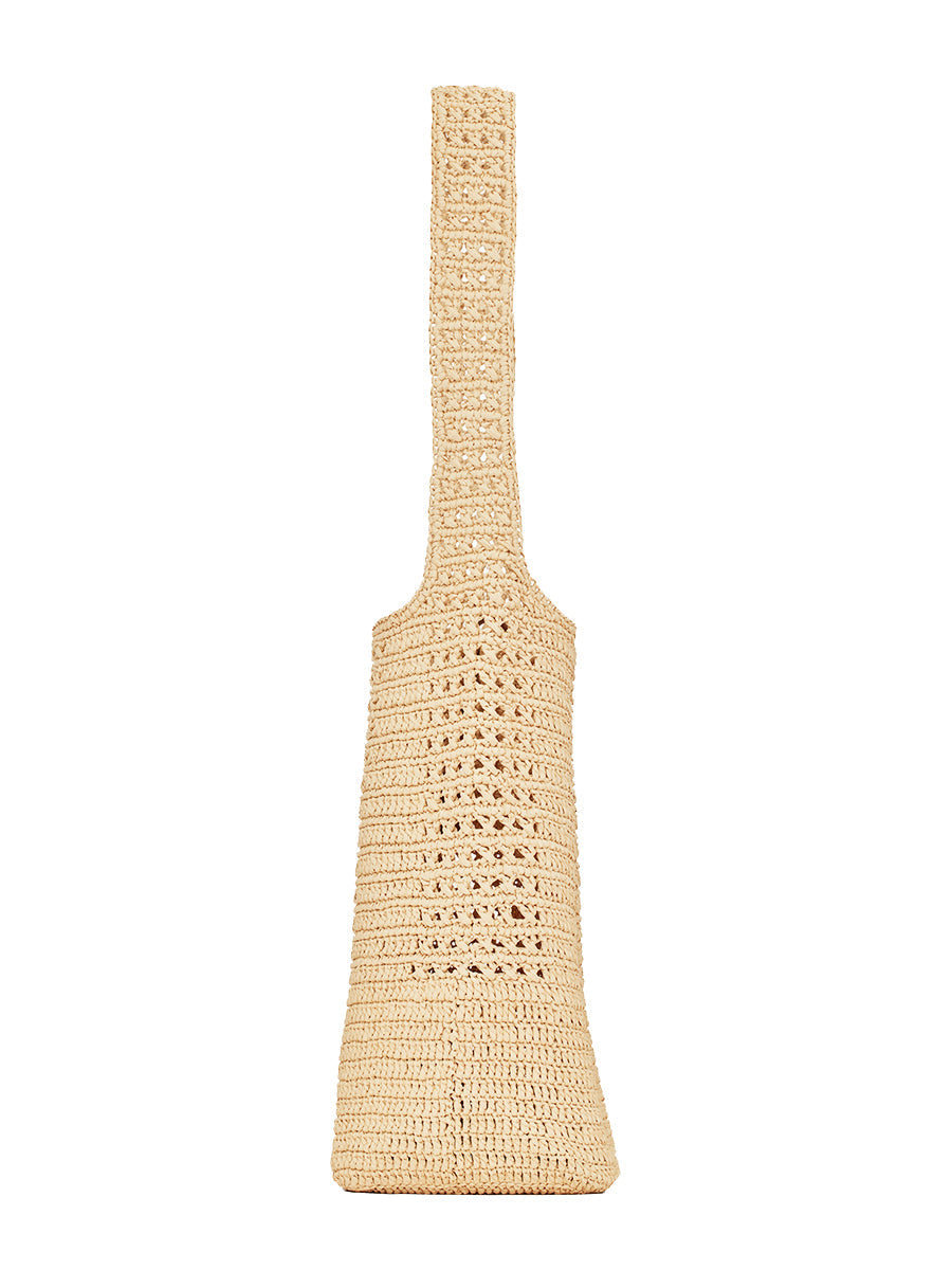 Y Hobo Raffia Bag in Crochet and Smooth Leather