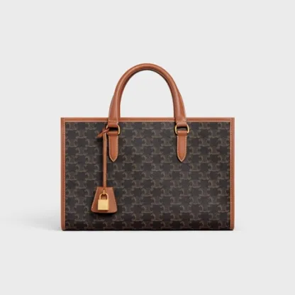 MINI HORIZONTAL CABAS IN TRIOMPHE CANVAS AND CALFSKIN