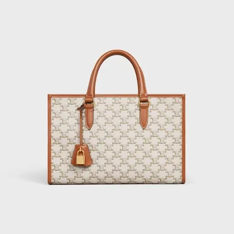 MINI HORIZONTAL CABAS IN TRIOMPHE CANVAS AND CALFSKIN