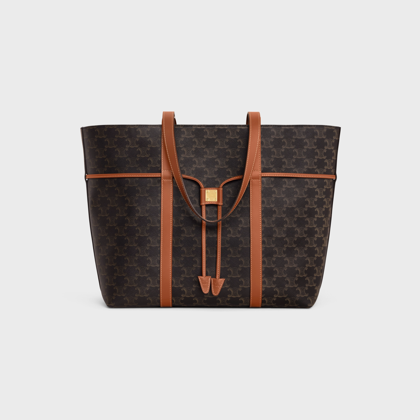 CABAS DRAWSTRING IN TRIOMPHE CANVAS AND CALFSKIN TAN