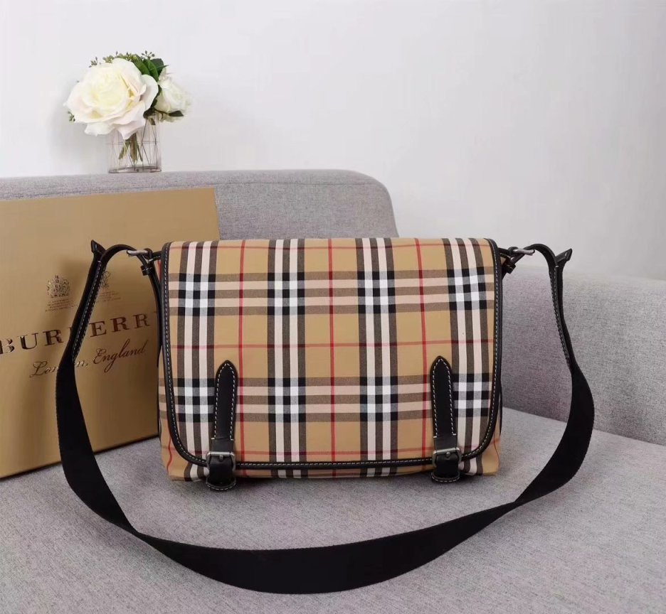 BB Vintage Check and Leather Leather Crossbody Bag 